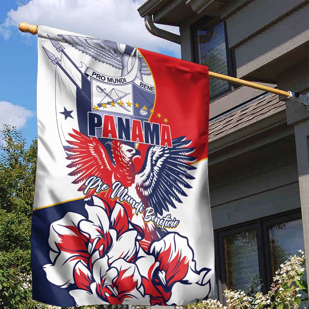 Panama Harpy Eagle Garden Flag Pro Mundi Beneficio Flor del Espiritu Santo - Wonder Print Shop