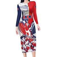 Personalized Panama Harpy Eagle Long Sleeve Bodycon Dress Pro Mundi Beneficio Flor del Espiritu Santo - Wonder Print Shop