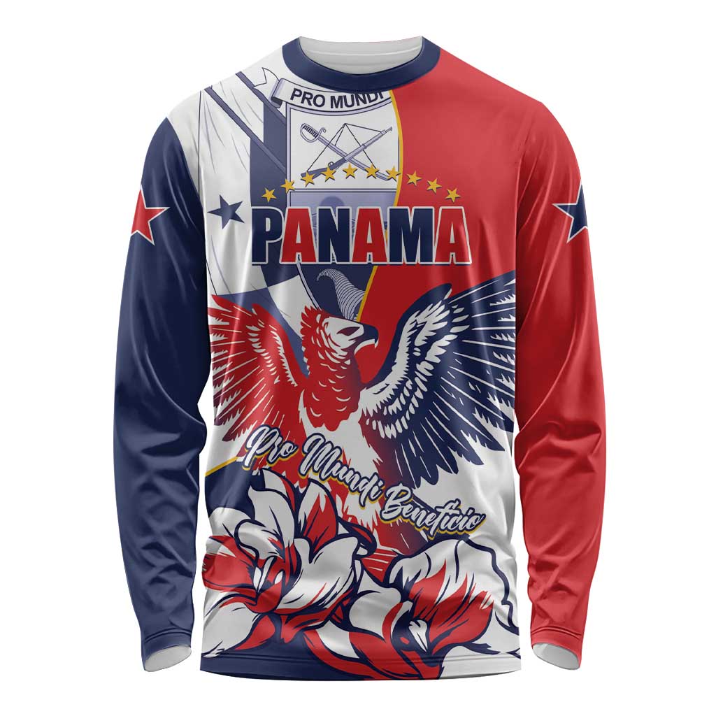 Personalized Panama Harpy Eagle Long Sleeve Shirt Pro Mundi Beneficio Flor del Espiritu Santo - Wonder Print Shop