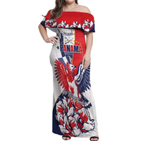 Personalized Panama Harpy Eagle Off Shoulder Maxi Dress Pro Mundi Beneficio Flor del Espiritu Santo - Wonder Print Shop