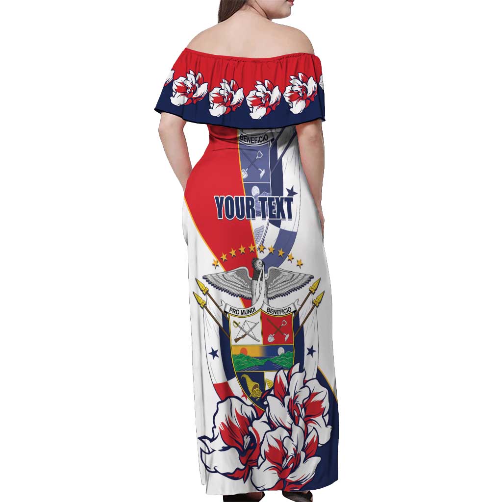 Personalized Panama Harpy Eagle Off Shoulder Maxi Dress Pro Mundi Beneficio Flor del Espiritu Santo - Wonder Print Shop