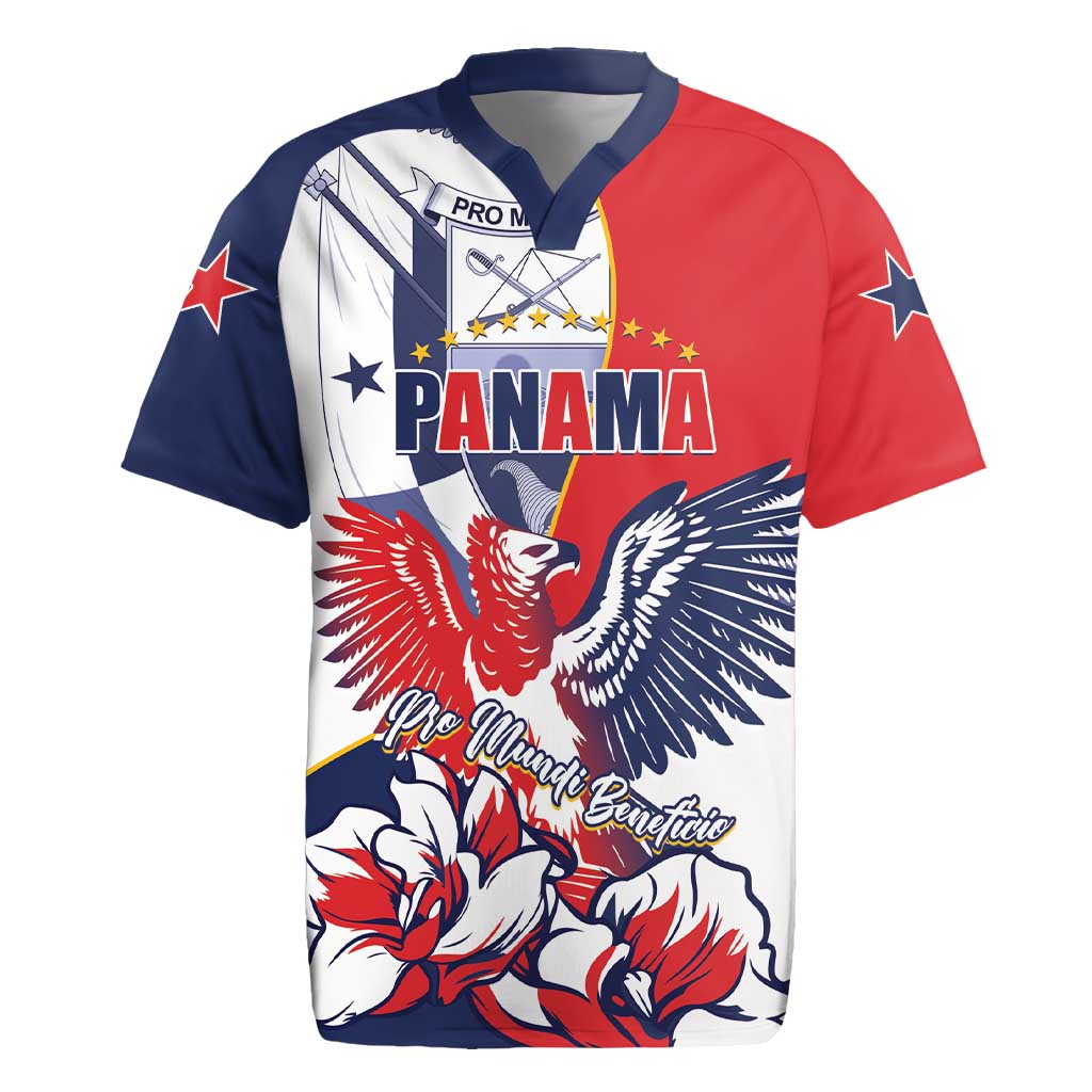 Personalized Panama Harpy Eagle Rugby Jersey Pro Mundi Beneficio Flor del Espiritu Santo - Wonder Print Shop
