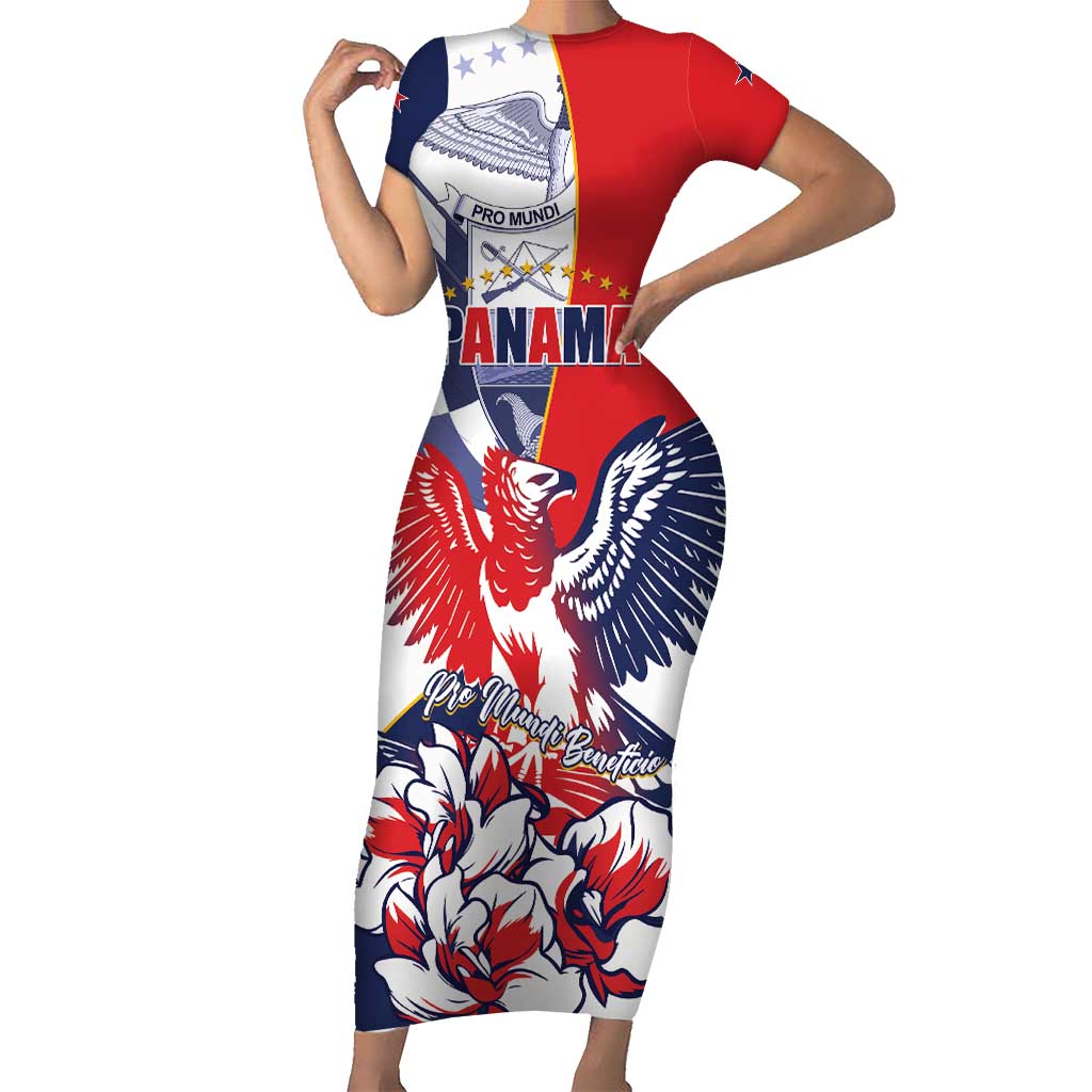 Personalized Panama Harpy Eagle Short Sleeve Bodycon Dress Pro Mundi Beneficio Flor del Espiritu Santo - Wonder Print Shop