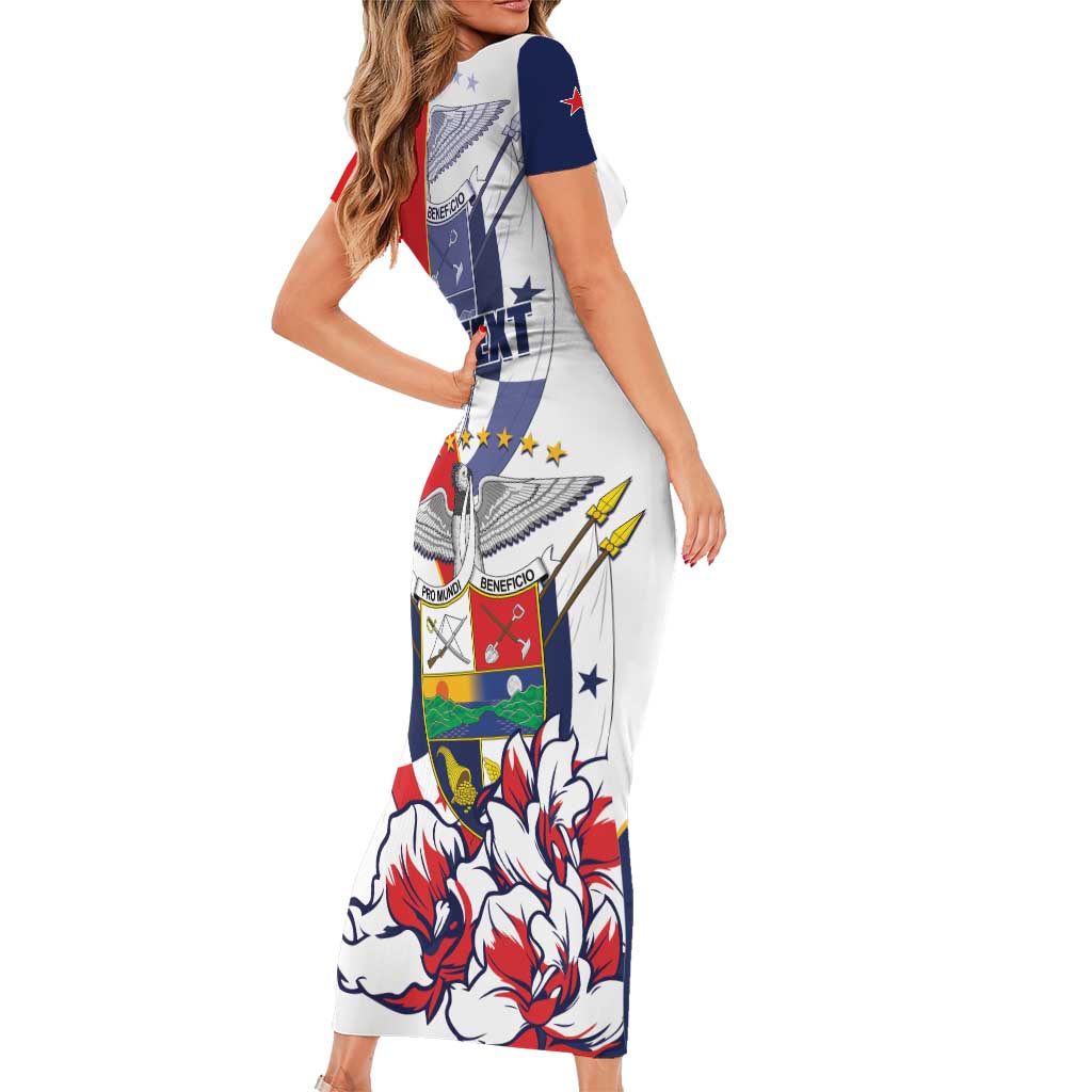 Personalized Panama Harpy Eagle Short Sleeve Bodycon Dress Pro Mundi Beneficio Flor del Espiritu Santo - Wonder Print Shop