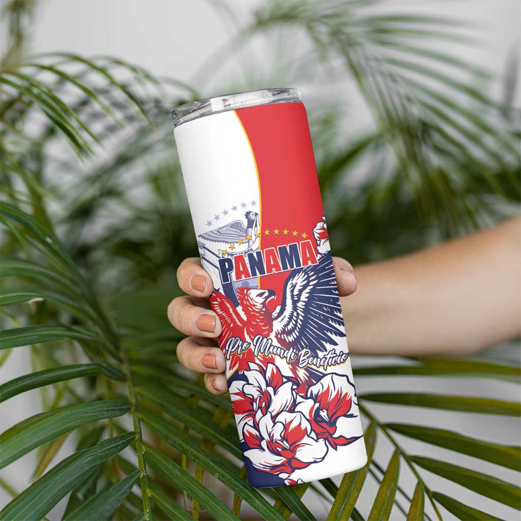 Personalized Panama Harpy Eagle Skinny Tumbler Pro Mundi Beneficio Flor del Espiritu Santo - Wonder Print Shop