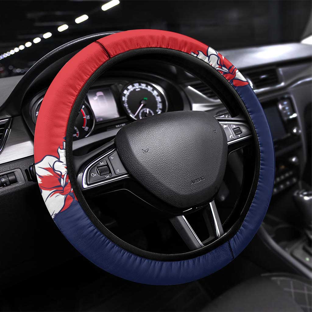 Panama Harpy Eagle Steering Wheel Cover Pro Mundi Beneficio Flor del Espiritu Santo - Wonder Print Shop