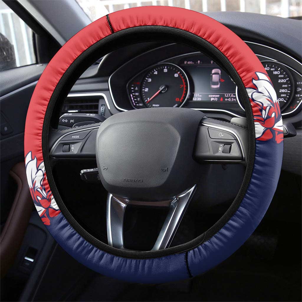 Panama Harpy Eagle Steering Wheel Cover Pro Mundi Beneficio Flor del Espiritu Santo - Wonder Print Shop