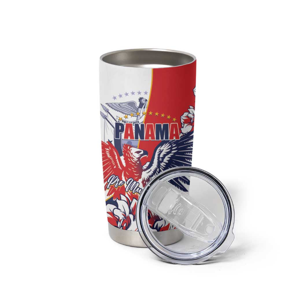Personalized Panama Harpy Eagle Tumbler Cup Pro Mundi Beneficio Flor del Espiritu Santo - Wonder Print Shop
