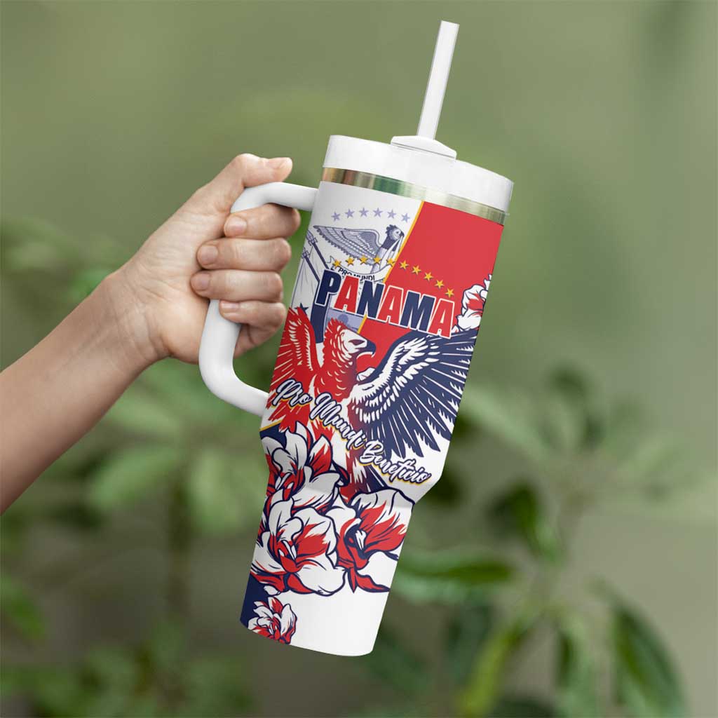 Personalized Panama Harpy Eagle Tumbler With Handle Pro Mundi Beneficio Flor del Espiritu Santo - Wonder Print Shop