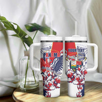 Personalized Panama Harpy Eagle Tumbler With Handle Pro Mundi Beneficio Flor del Espiritu Santo - Wonder Print Shop