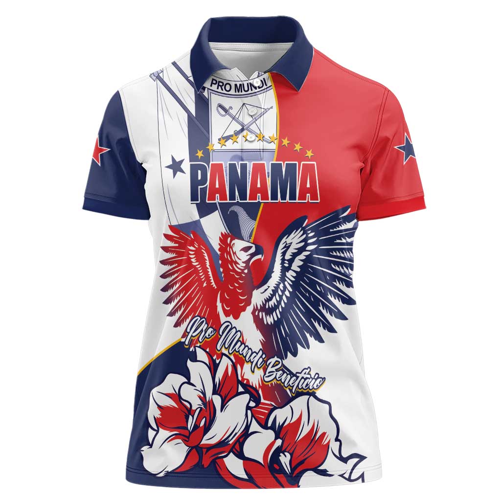 Personalized Panama Harpy Eagle Women Polo Shirt Pro Mundi Beneficio Flor del Espiritu Santo - Wonder Print Shop