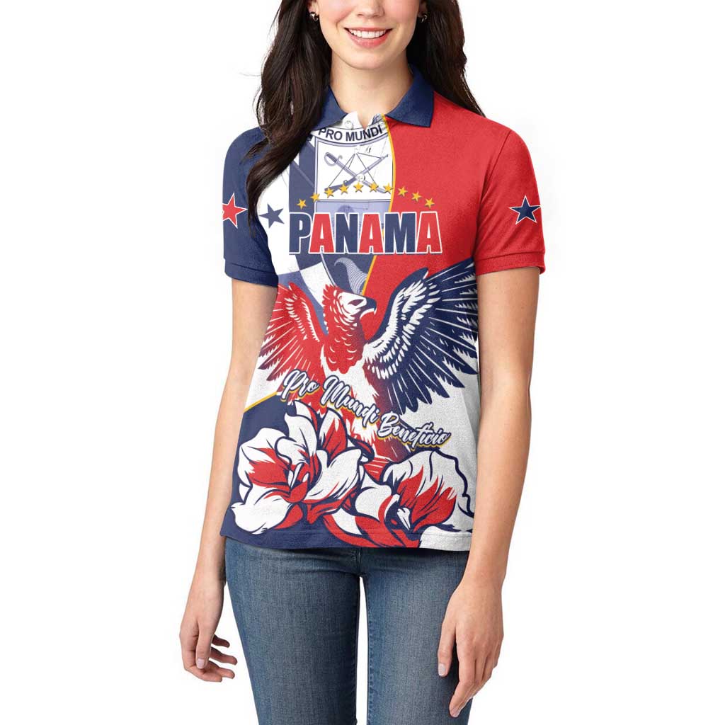 Personalized Panama Harpy Eagle Women Polo Shirt Pro Mundi Beneficio Flor del Espiritu Santo - Wonder Print Shop