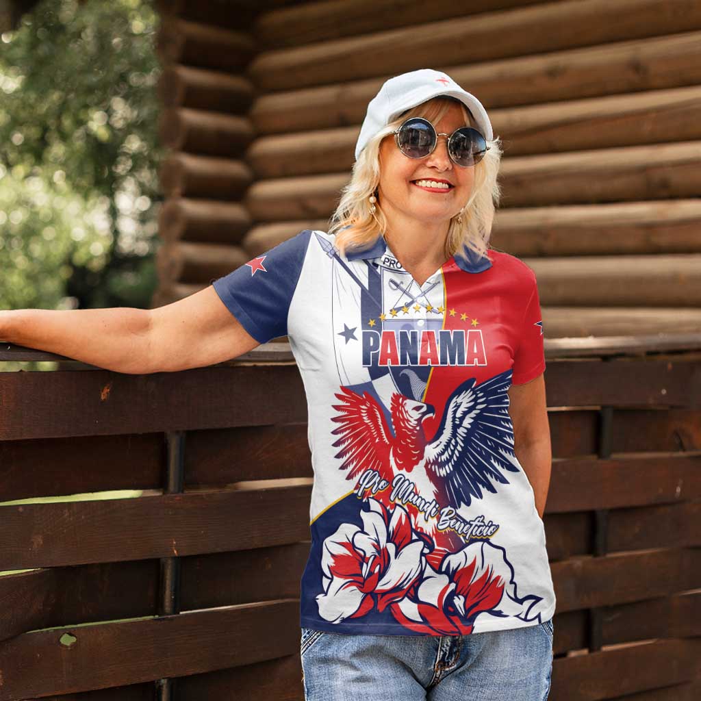 Personalized Panama Harpy Eagle Women Polo Shirt Pro Mundi Beneficio Flor del Espiritu Santo - Wonder Print Shop