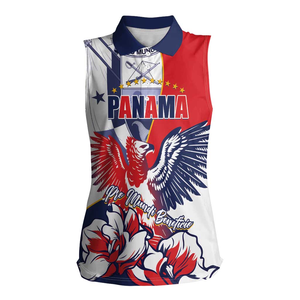 Personalized Panama Harpy Eagle Women Sleeveless Polo Shirt Pro Mundi Beneficio Flor del Espiritu Santo - Wonder Print Shop