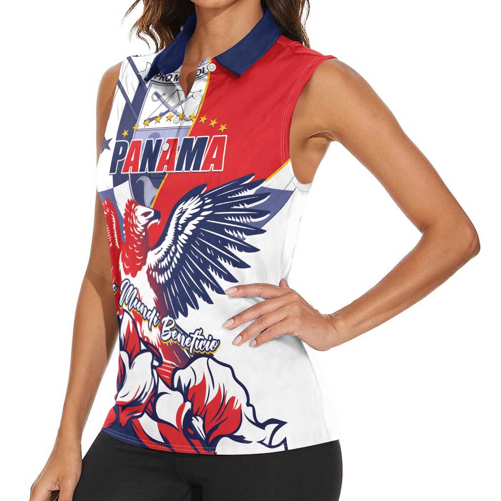 Personalized Panama Harpy Eagle Women Sleeveless Polo Shirt Pro Mundi Beneficio Flor del Espiritu Santo - Wonder Print Shop