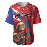 Personalized Puerto Rico Christmas Baseball Jersey Coqui Frog Playing Guitar - Wonder Print Shop