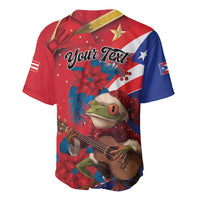 Personalized Puerto Rico Christmas Baseball Jersey Coqui Frog Playing Guitar - Wonder Print Shop