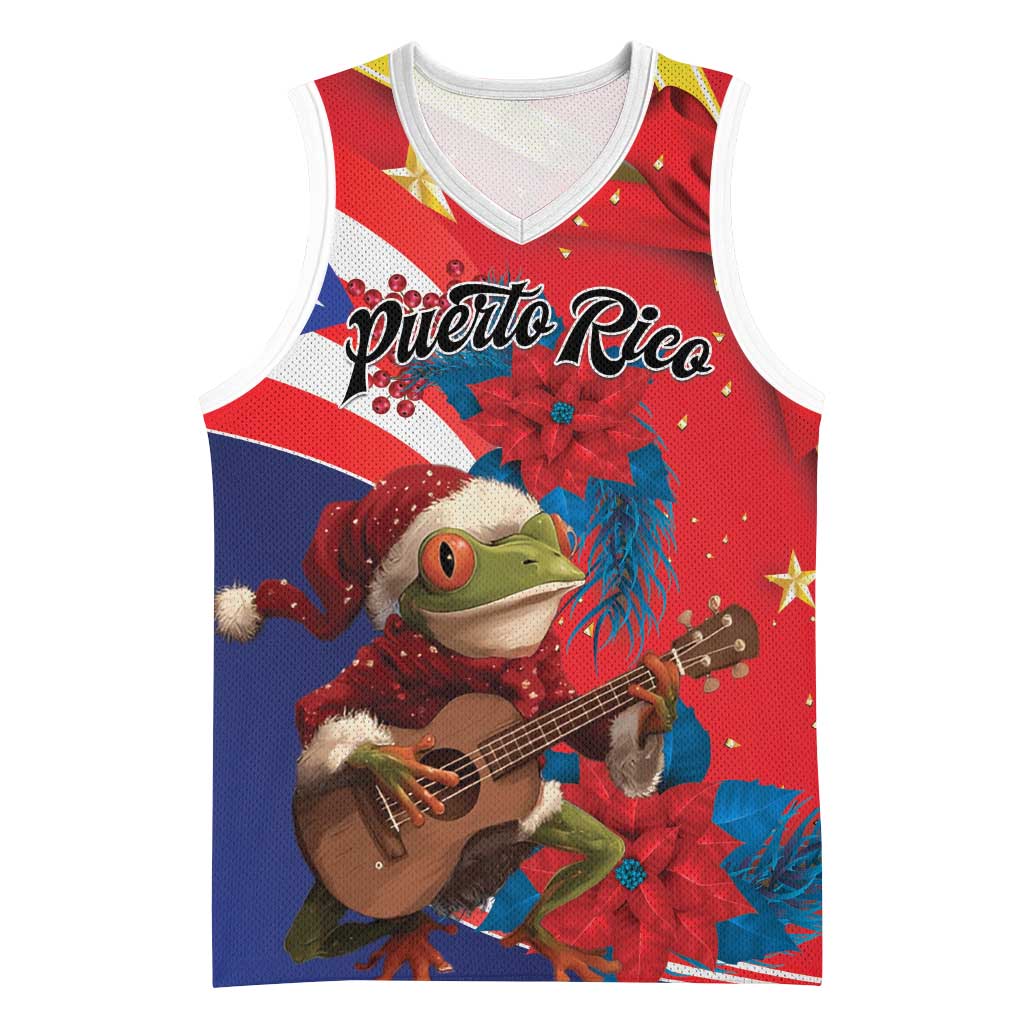 Personalized Puerto Rico Christmas Basketball Jersey Coqui Frog Playing Guitar - Wonder Print Shop