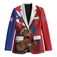 Personalized Puerto Rico Christmas Blazer Coqui Frog Playing Guitar - Wonder Print Shop