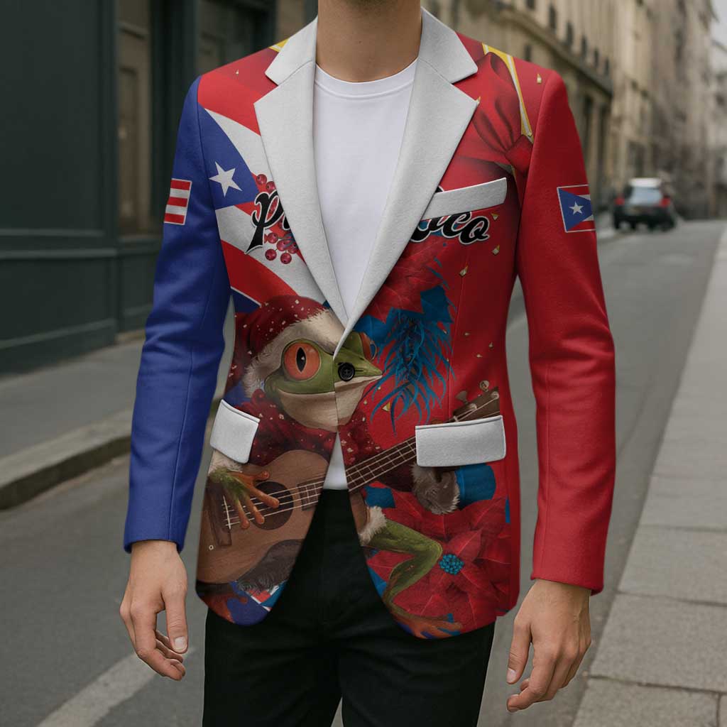 Personalized Puerto Rico Christmas Blazer Coqui Frog Playing Guitar - Wonder Print Shop