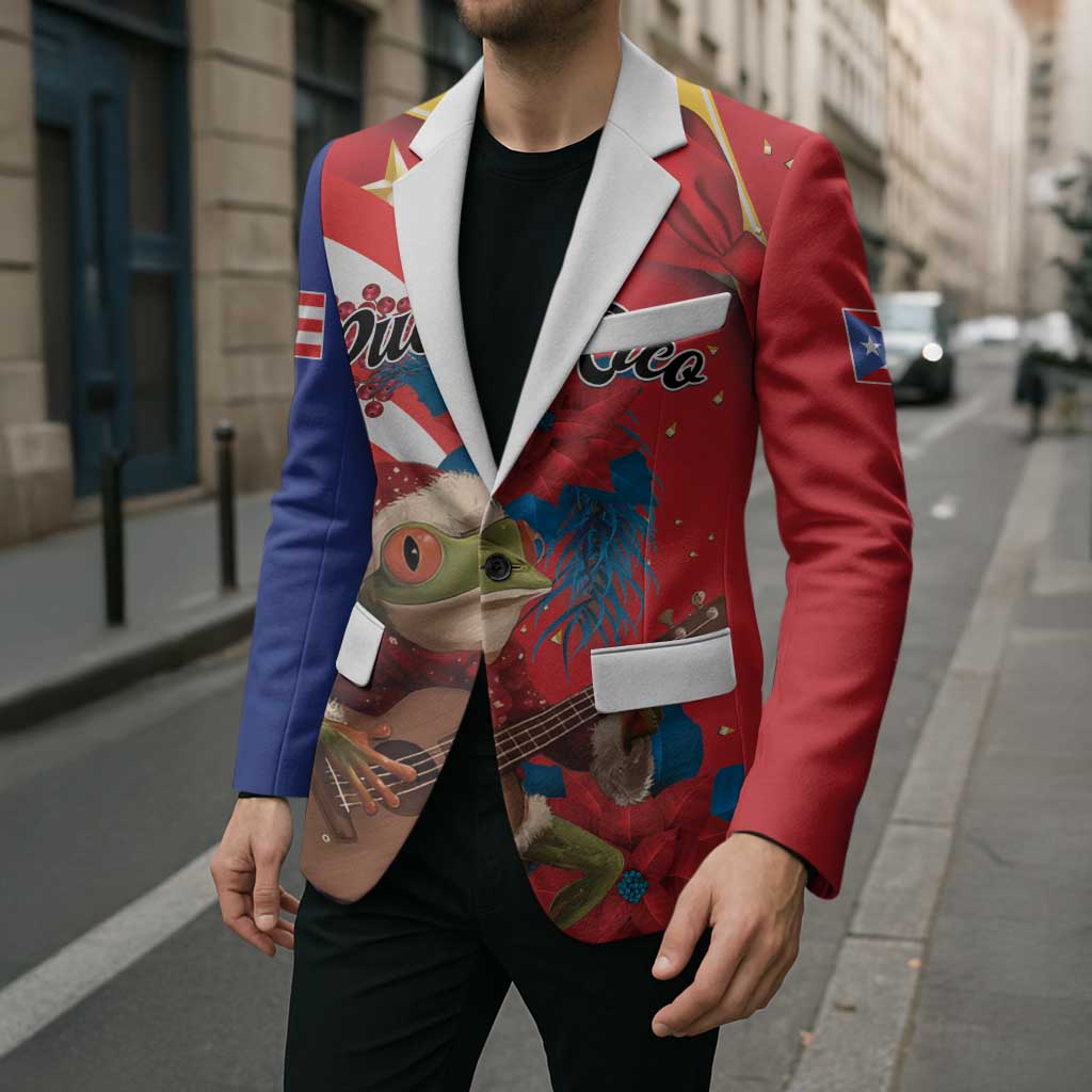 Personalized Puerto Rico Christmas Blazer Coqui Frog Playing Guitar - Wonder Print Shop