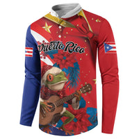 Personalized Puerto Rico Christmas Button Sweatshirt Coqui Frog Playing Guitar - Wonder Print Shop