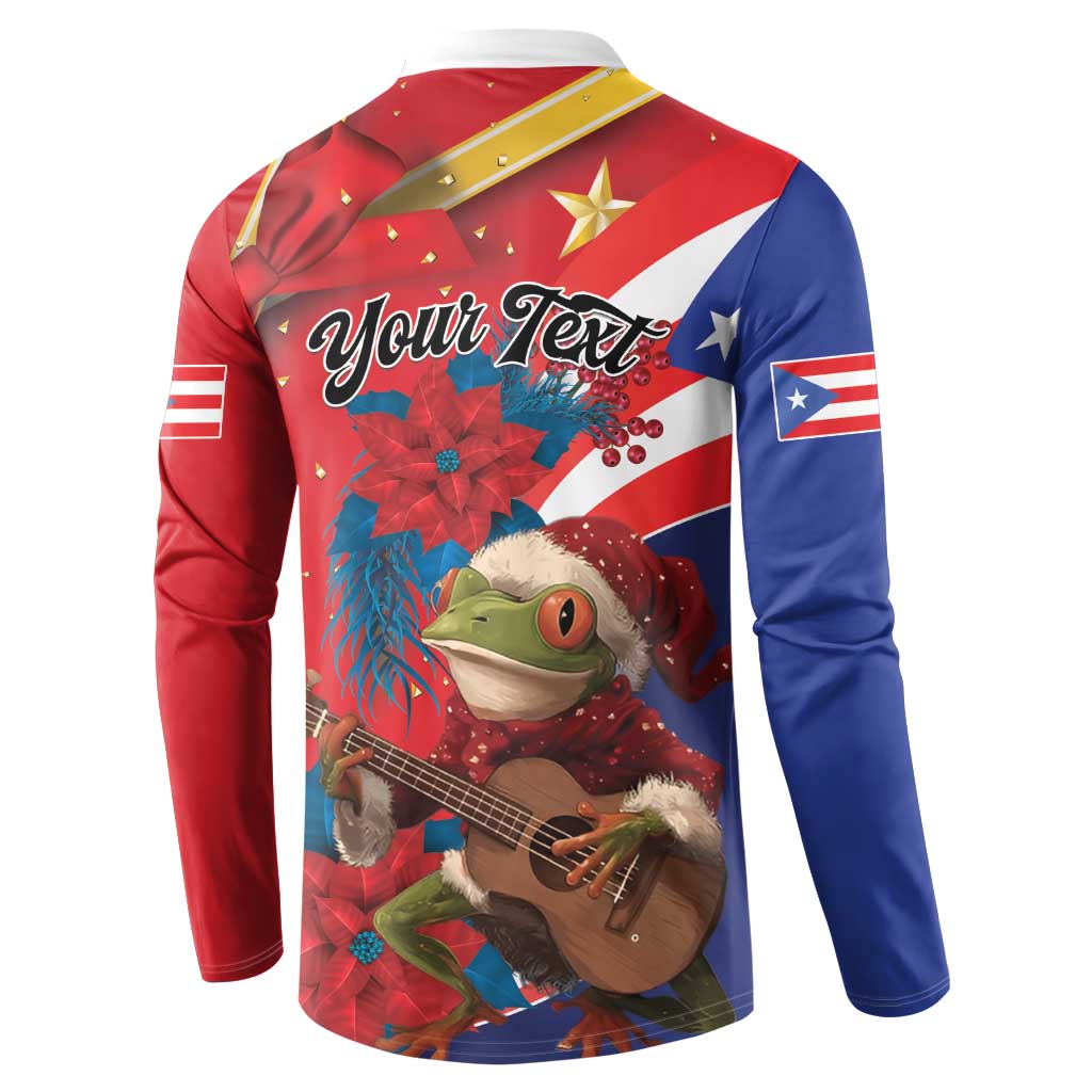Personalized Puerto Rico Christmas Button Sweatshirt Coqui Frog Playing Guitar - Wonder Print Shop