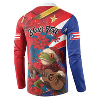Personalized Puerto Rico Christmas Button Sweatshirt Coqui Frog Playing Guitar - Wonder Print Shop