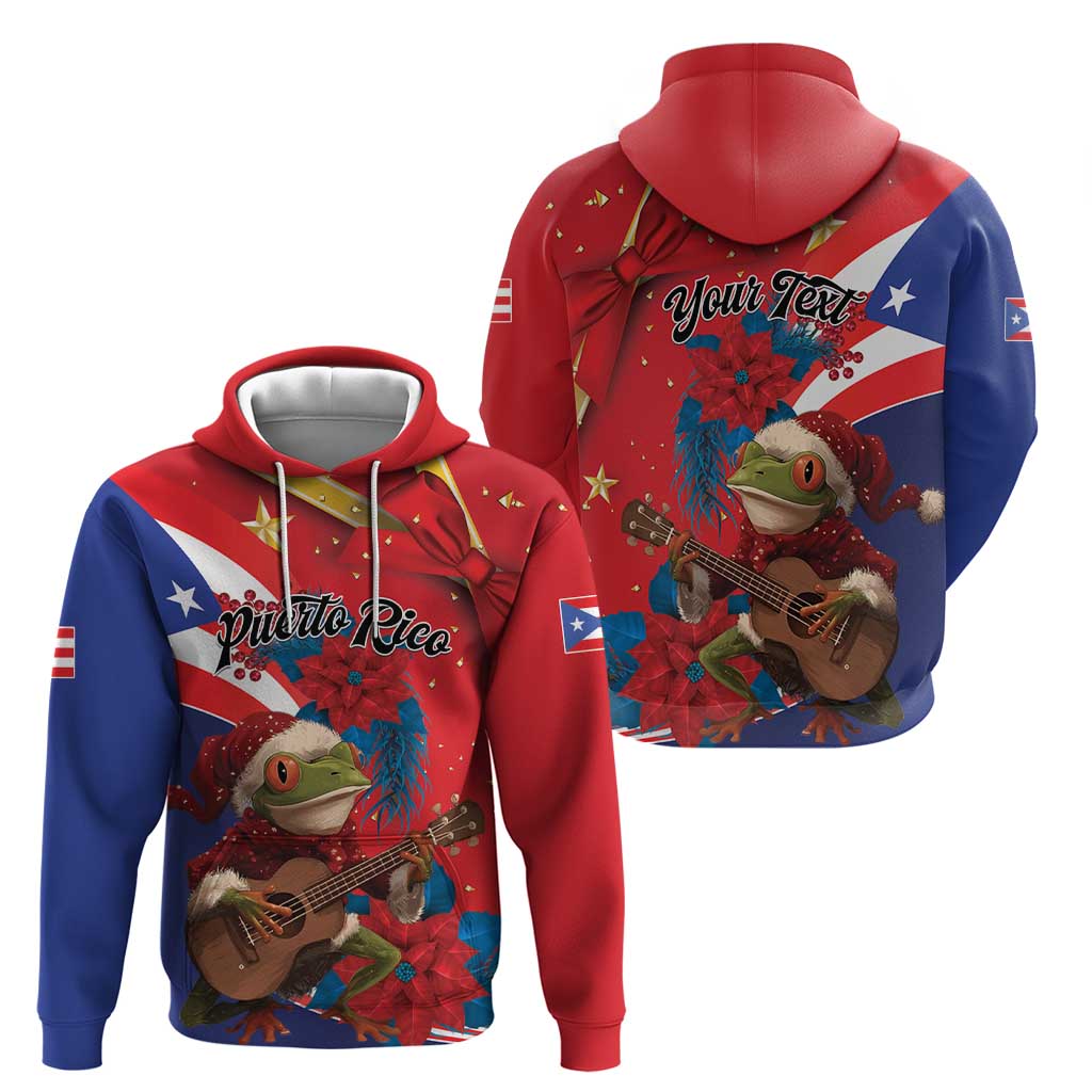 Personalized Puerto Rico Christmas Hoodie Coqui Frog Playing Guitar - Wonder Print Shop