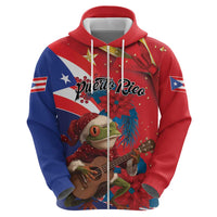 Personalized Puerto Rico Christmas Hoodie Coqui Frog Playing Guitar - Wonder Print Shop