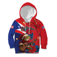 Personalized Puerto Rico Christmas Kid Hoodie Coqui Frog Playing Guitar - Wonder Print Shop