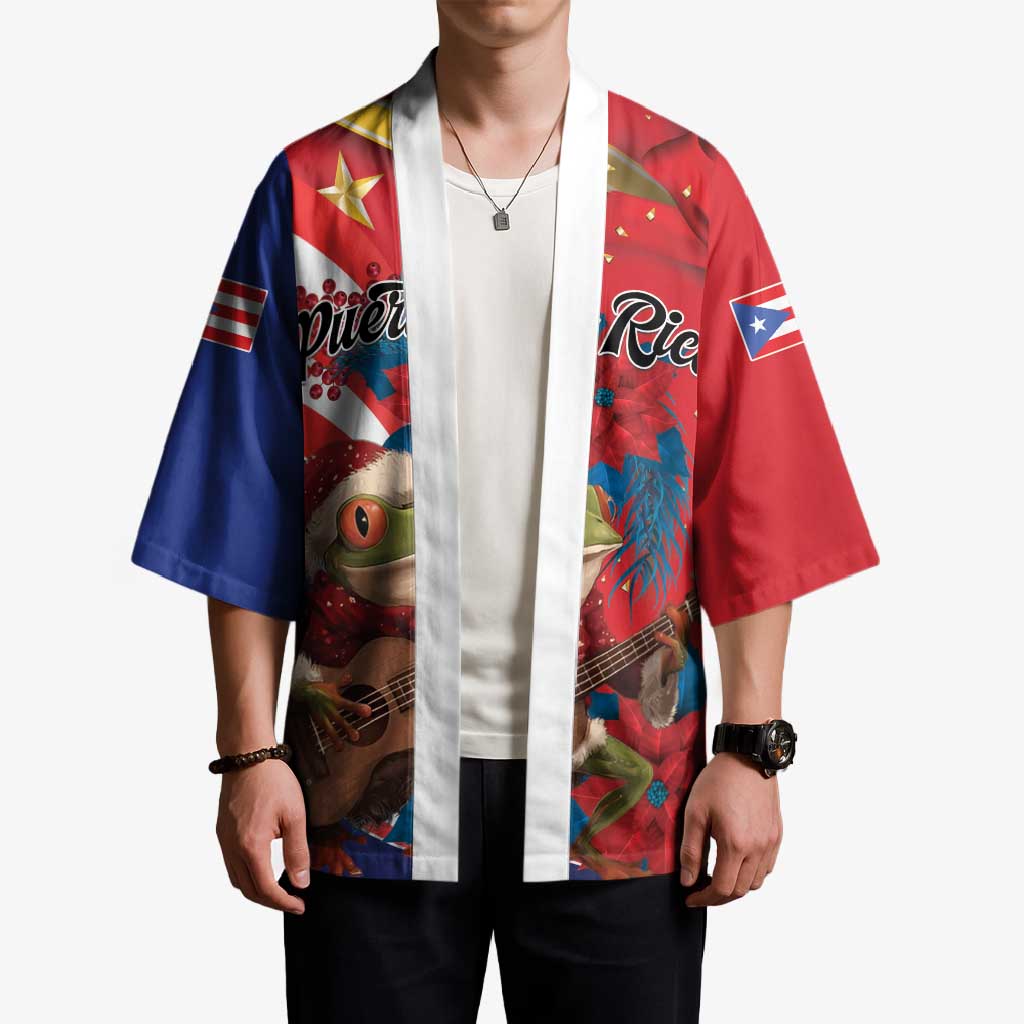 Personalized Puerto Rico Christmas Kimono Coqui Frog Playing Guitar - Wonder Print Shop