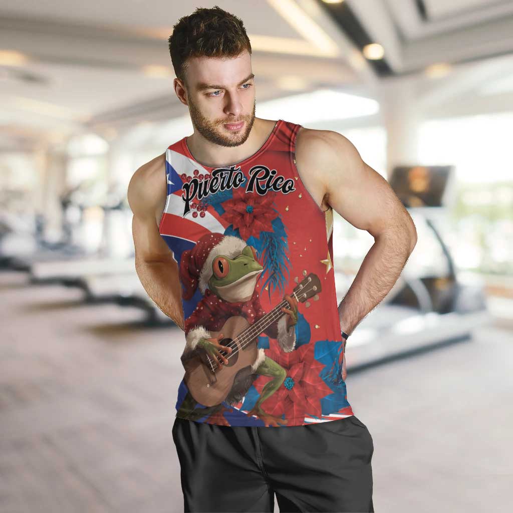 Personalized Puerto Rico Christmas Men Tank Top Coqui Frog Playing Guitar - Wonder Print Shop