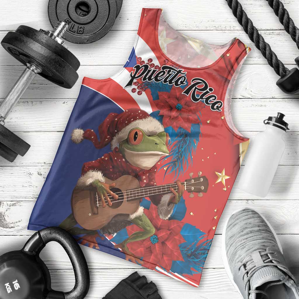 Personalized Puerto Rico Christmas Men Tank Top Coqui Frog Playing Guitar - Wonder Print Shop
