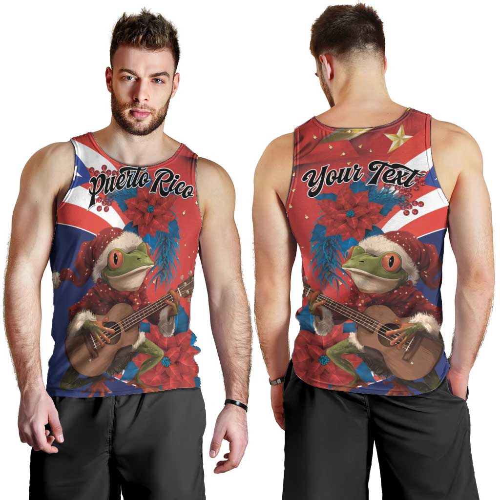 Personalized Puerto Rico Christmas Men Tank Top Coqui Frog Playing Guitar - Wonder Print Shop