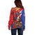 Personalized Puerto Rico Christmas Off Shoulder Sweater Coqui Frog Playing Guitar - Wonder Print Shop