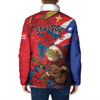 Personalized Puerto Rico Christmas Padded Jacket Coqui Frog Playing Guitar - Wonder Print Shop