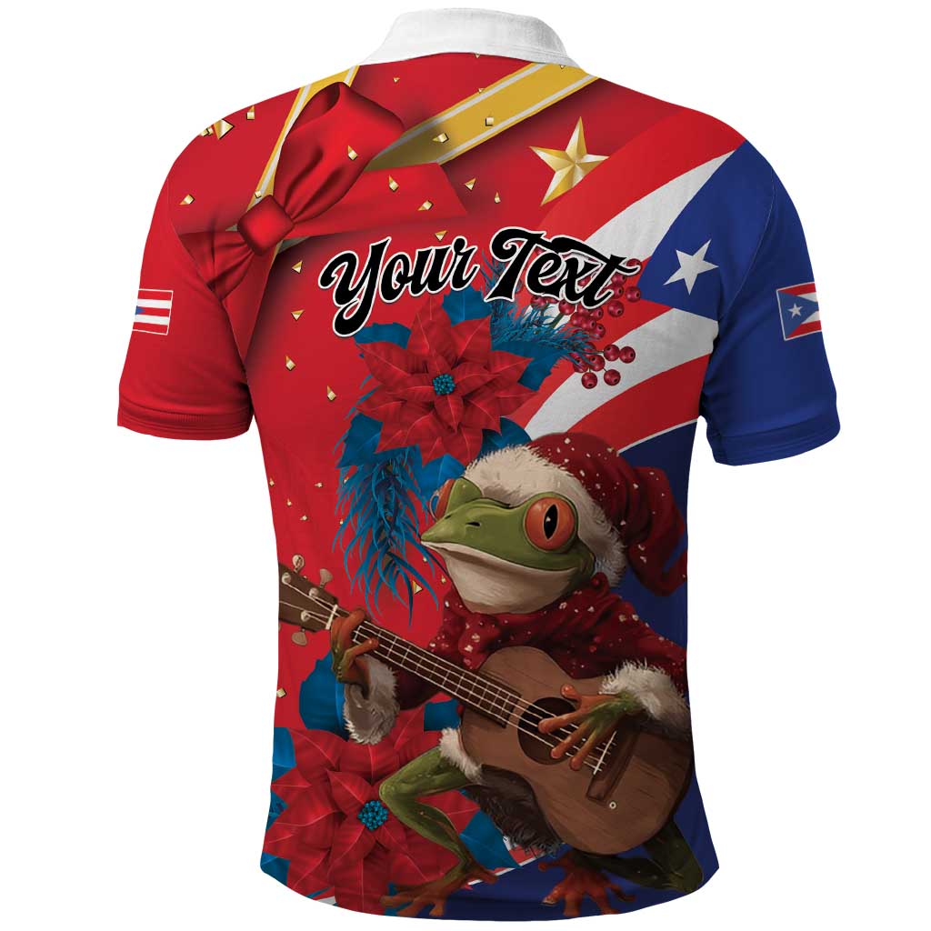 Personalized Puerto Rico Christmas Polo Shirt Coqui Frog Playing Guitar - Wonder Print Shop