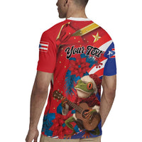 Personalized Puerto Rico Christmas Rugby Jersey Coqui Frog Playing Guitar - Wonder Print Shop