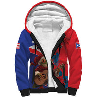 Personalized Puerto Rico Christmas Sherpa Hoodie Coqui Frog Playing Guitar - Wonder Print Shop