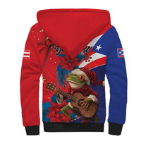 Personalized Puerto Rico Christmas Sherpa Hoodie Coqui Frog Playing Guitar - Wonder Print Shop