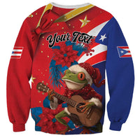 Personalized Puerto Rico Christmas Sweatshirt Coqui Frog Playing Guitar - Wonder Print Shop
