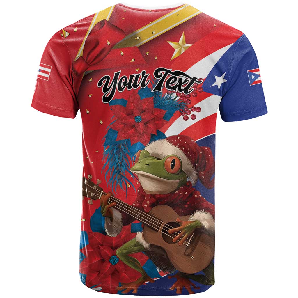 Personalized Puerto Rico Christmas T Shirt Coqui Frog Playing Guitar - Wonder Print Shop