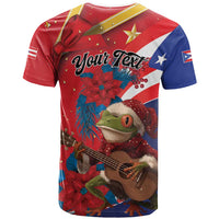 Personalized Puerto Rico Christmas T Shirt Coqui Frog Playing Guitar - Wonder Print Shop