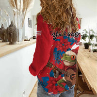Personalized Puerto Rico Christmas Women Casual Shirt Coqui Frog Playing Guitar - Wonder Print Shop
