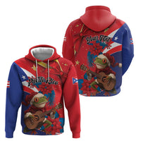 Personalized Puerto Rico Christmas Zip Hoodie Coqui Frog Playing Guitar - Wonder Print Shop