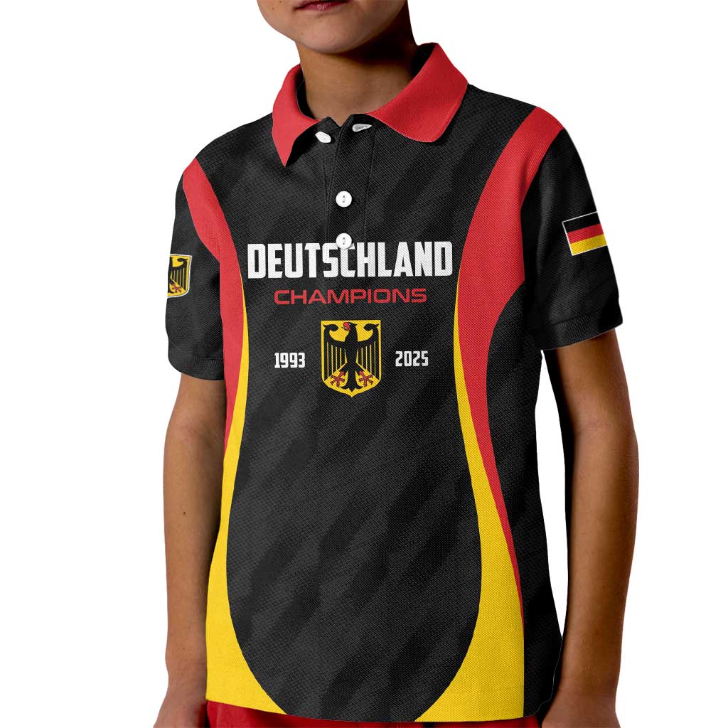 Custom Germany 2025 Champions Basketball Black Kid Polo Shirt - Wonder Print Shop
