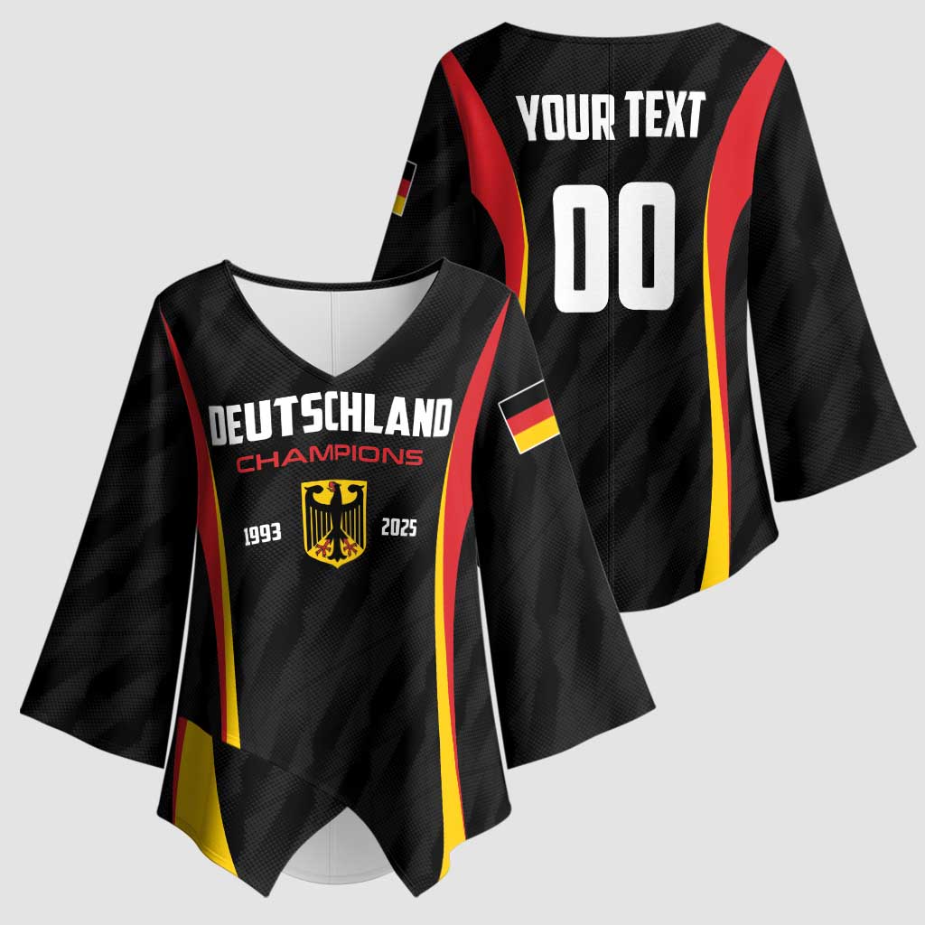 Custom Germany 2025 Champions Basketball Black Kimono Sleeve Blouse - Wonder Print Shop