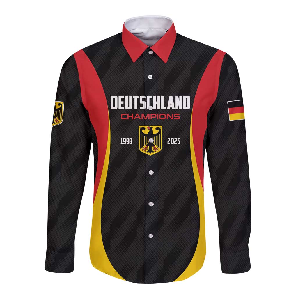 Custom Germany 2025 Champions Basketball Black Long Sleeve Button Shirt - Wonder Print Shop