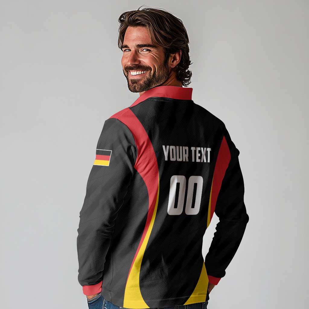 Custom Germany 2025 Champions Basketball Black Long Sleeve Polo Shirt - Wonder Print Shop